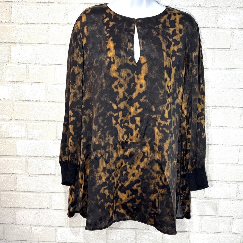 Lafayette 148 New York Black and Brown Patterned Tunic - Picture 2 of 12